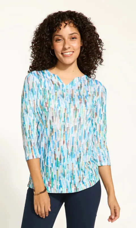 Notch Neck Abstract Top sold by Revolution Boutique