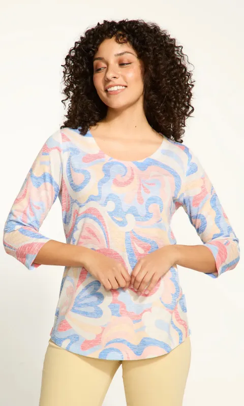 Boat Neck 3/4 Sleeve Top sold by Revolution Boutique