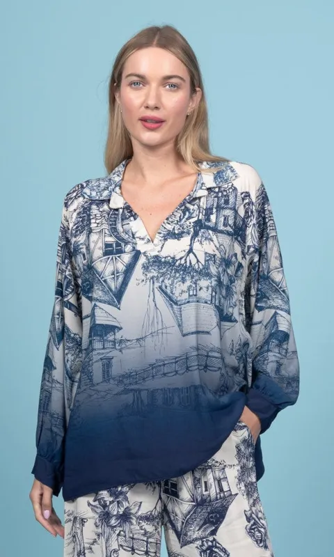 Hi Lo V Neck Notch Collar Top sold by Revolution Boutique