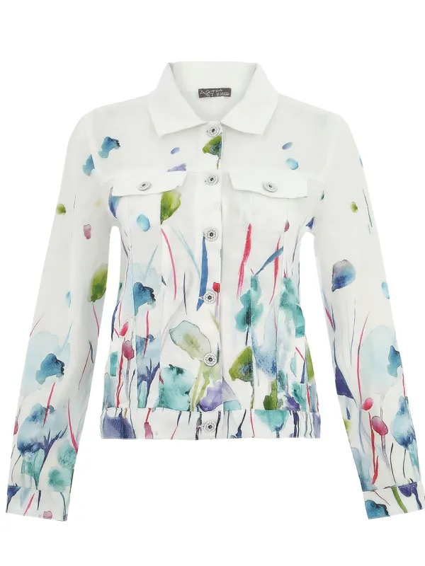 Linen Abstract Button Jacket sold by Revolution Boutique