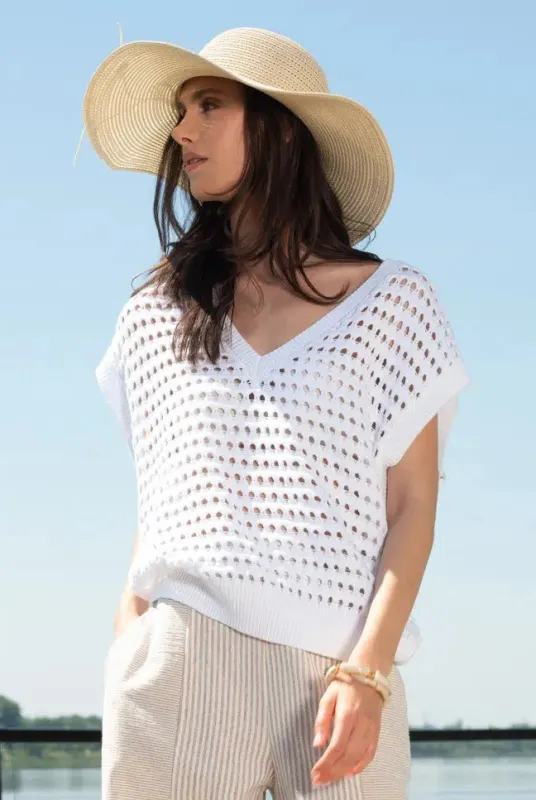 Cotton V Neck Cap Sleeve Knit sold by Revolution Boutique