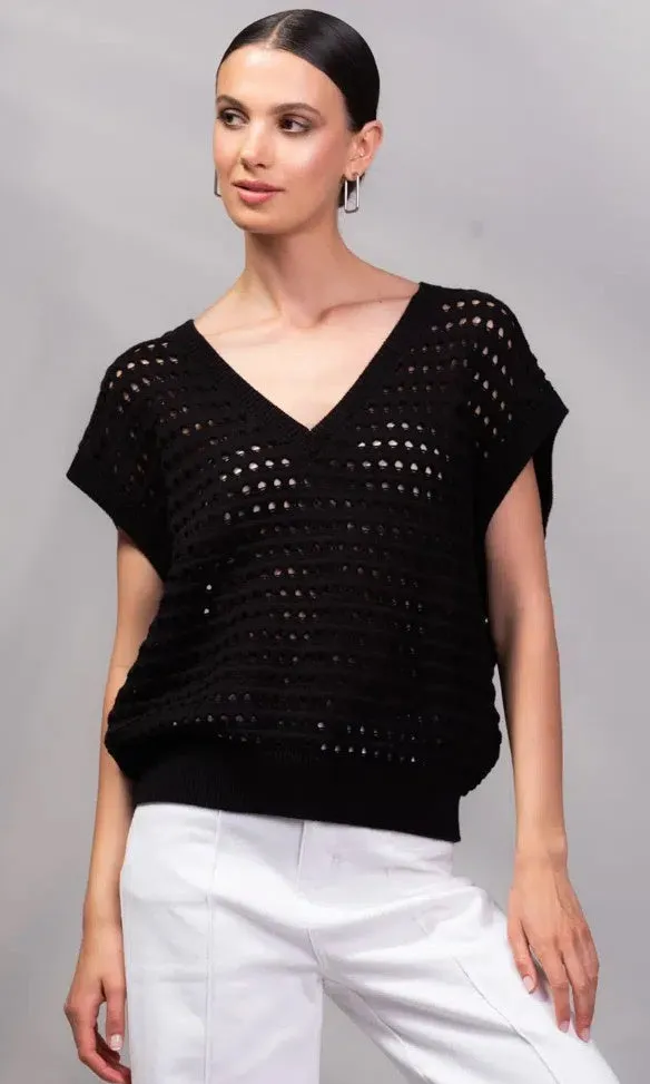 Cotton V Neck Cap Sleeve Knit sold by Revolution Boutique product image thumbnail 2