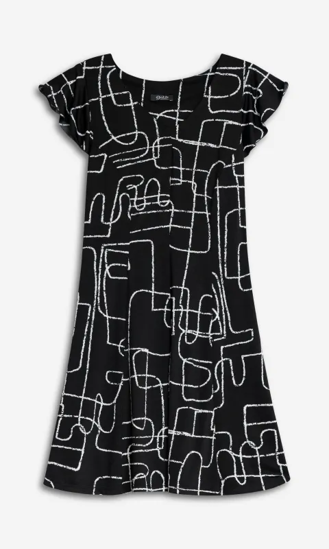 V Neck Abstract Flowy Dress sold by Revolution Boutique