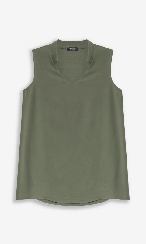 Hi Lo V Neck Collared Top sold by Revolution Boutique