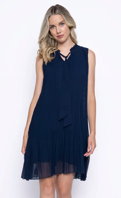 Neck Tie Pleated Dress sold by Revolution Boutique