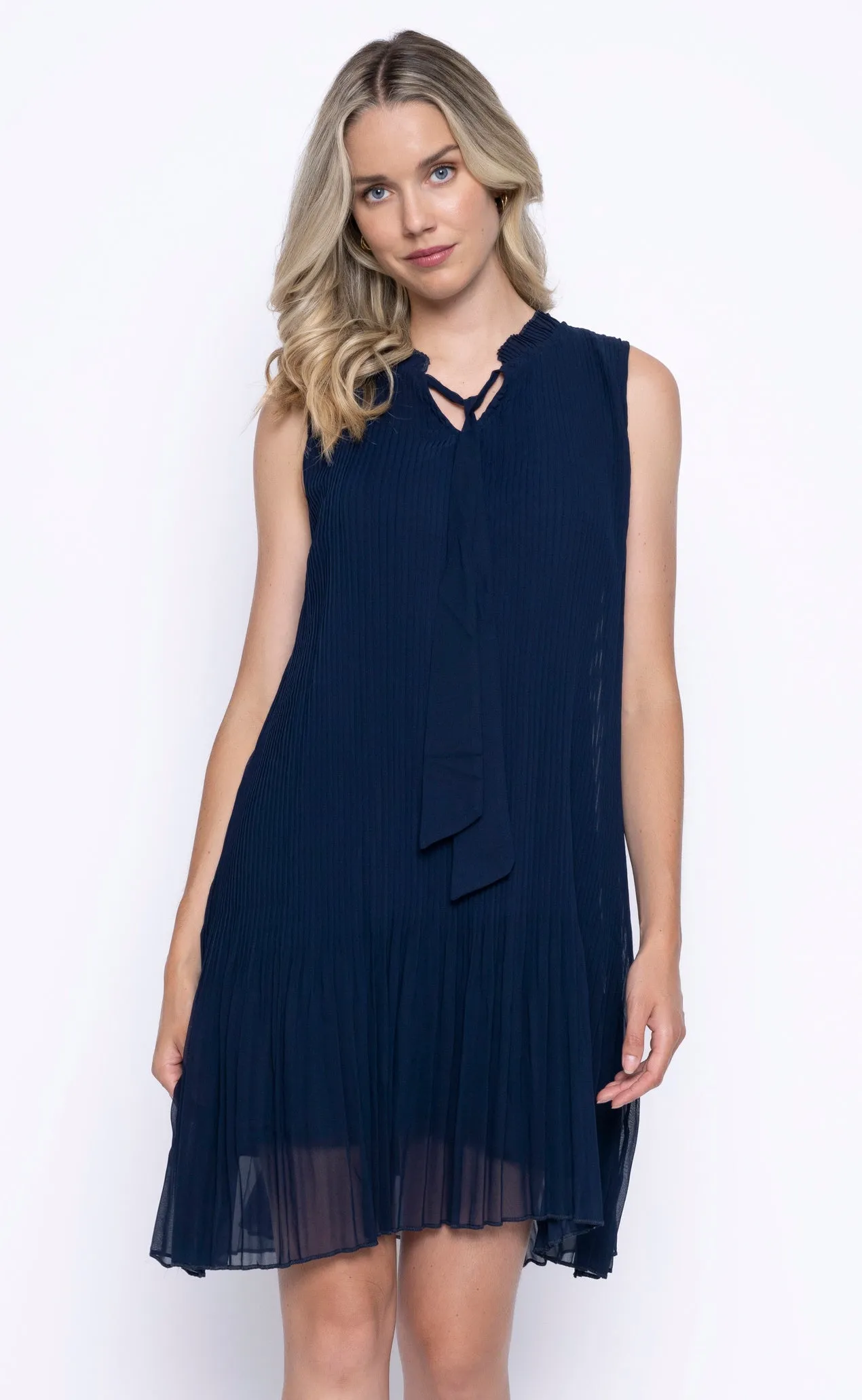 Neck Tie Pleated Dress sold by Revolution Boutique