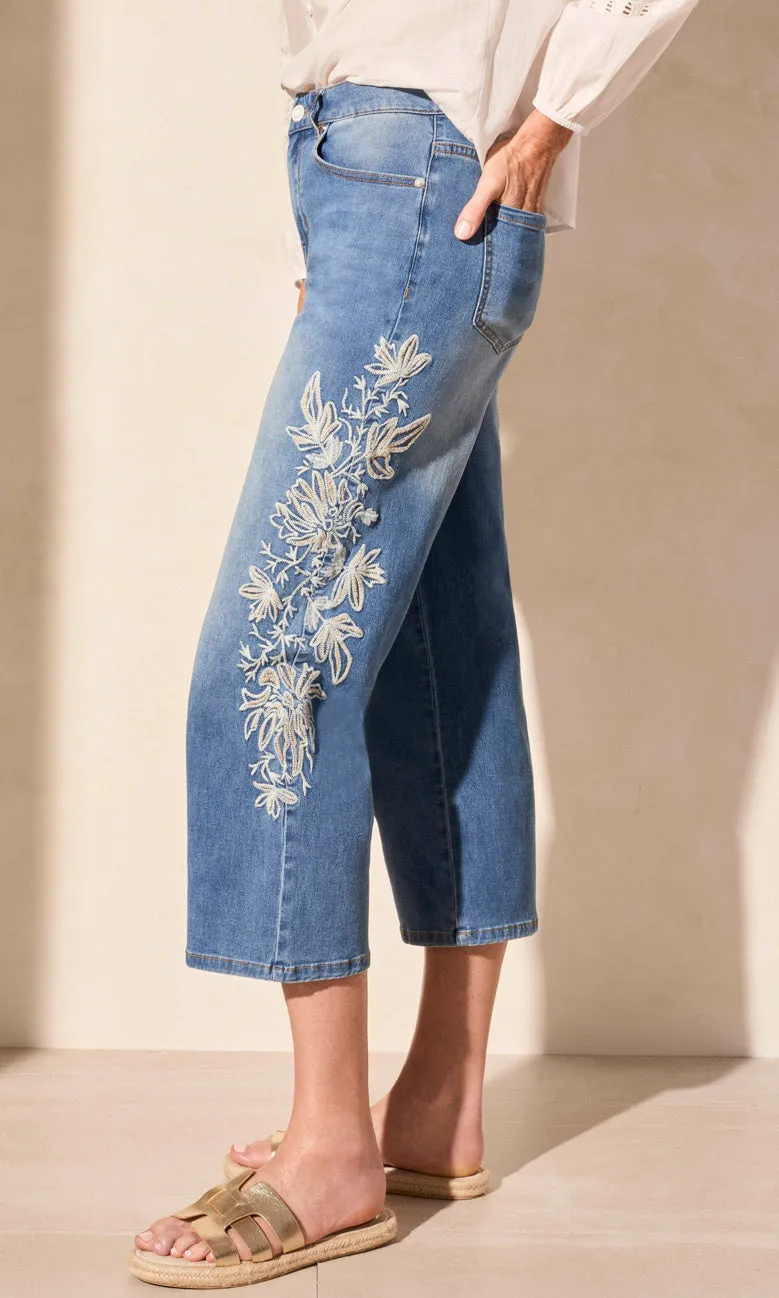 Crop Wide Leg Embroidered Denim sold by Revolution Boutique product image thumbnail 2