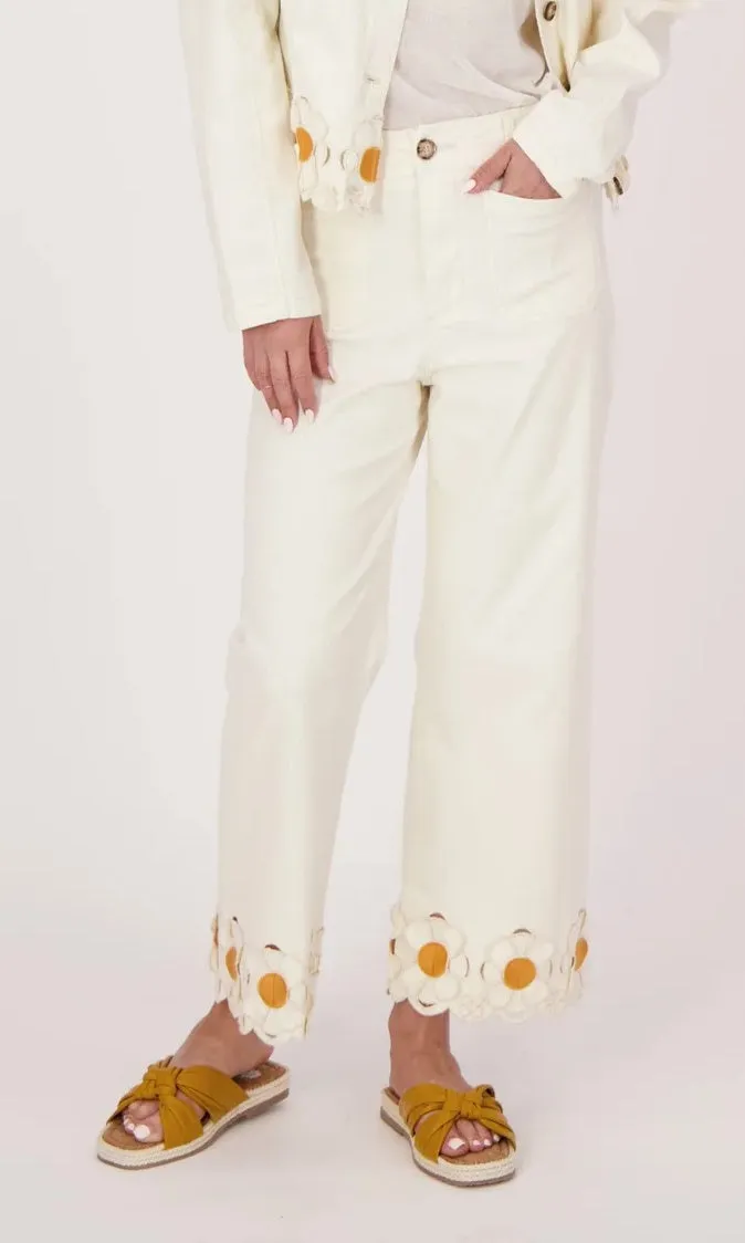 Cotton Flower Hem Denim Pant sold by Revolution Boutique