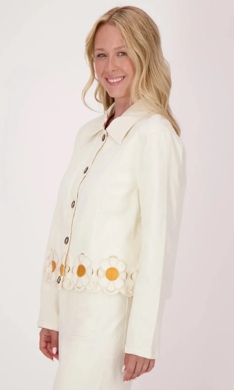 Cotton Flower Hem Denim Jacket sold by Revolution Boutique product image thumbnail 5