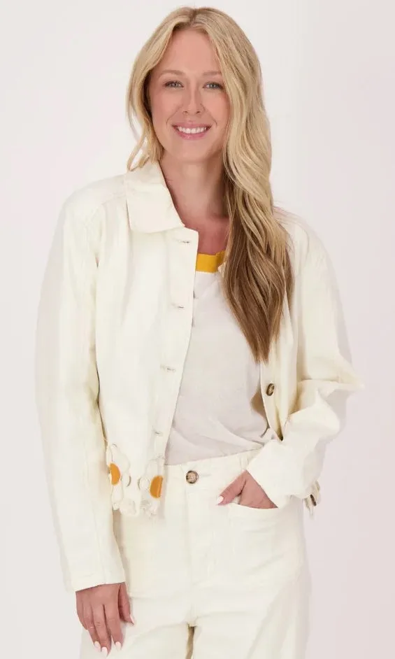 Cotton Flower Hem Denim Jacket sold by Revolution Boutique product image thumbnail 2