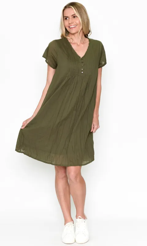 Cotton Crinkle Button Dress sold by Revolution Boutique