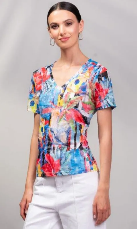Hi Lo V-Neck Abstract Top sold by Revolution Boutique