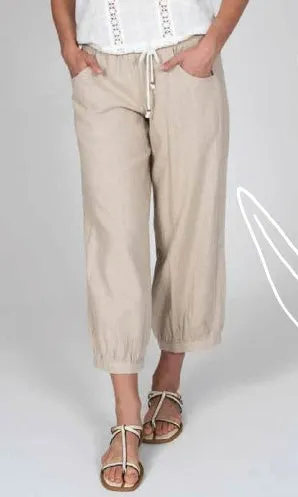 Linen Blend Pull On Flax Pant sold by Revolution Boutique