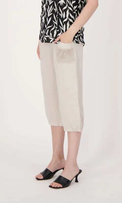 Linen Patch Pocket Capri Pant sold by Revolution Boutique