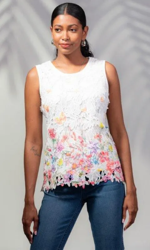Floral Lace Overlay Tank Top sold by Revolution Boutique
