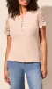 Henley Top With Lace Detail sold by Revolution Boutique