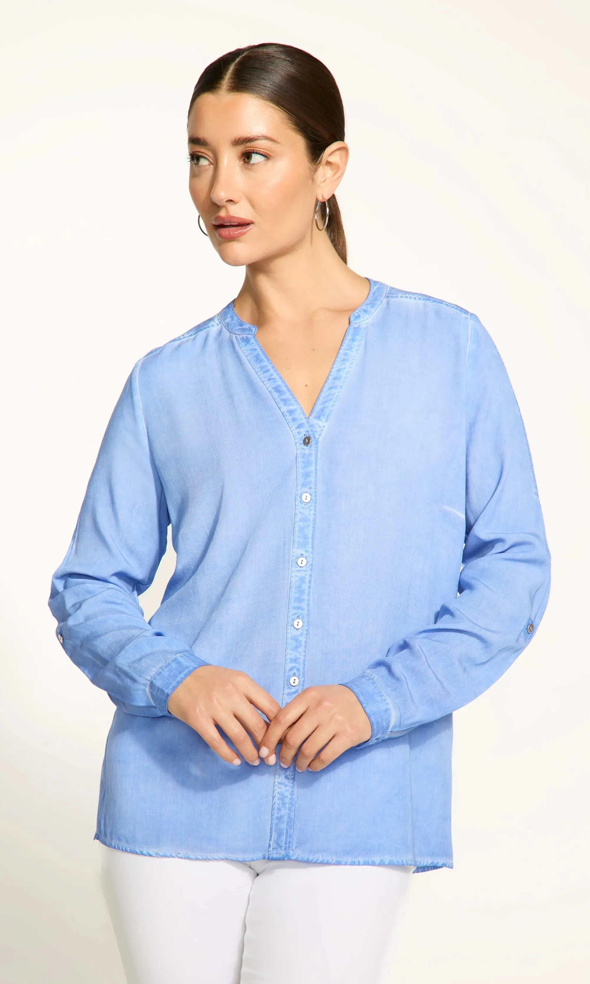 Long Sleeve Roll Tab Top sold by Revolution Boutique