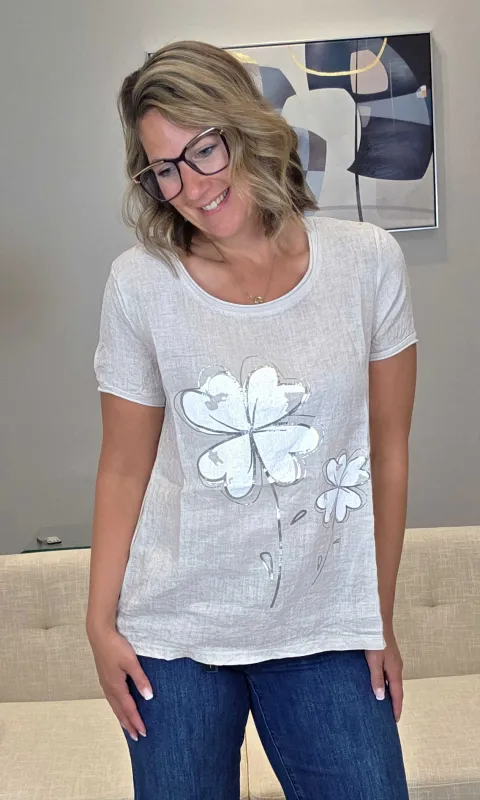 Linen Graphic Top sold by Revolution Boutique