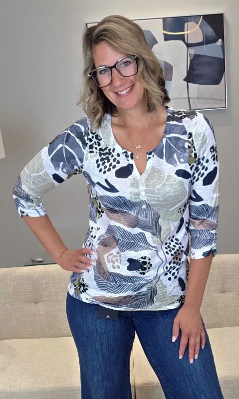 Henley Botanical Top sold by Revolution Boutique