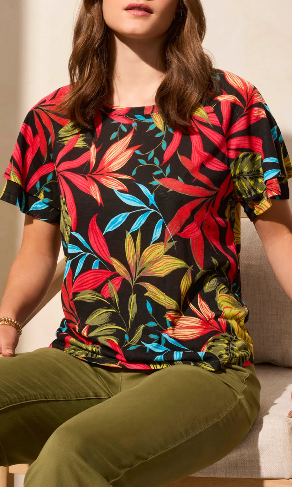 Linen Ruffle Sleeve Top sold by Revolution Boutique