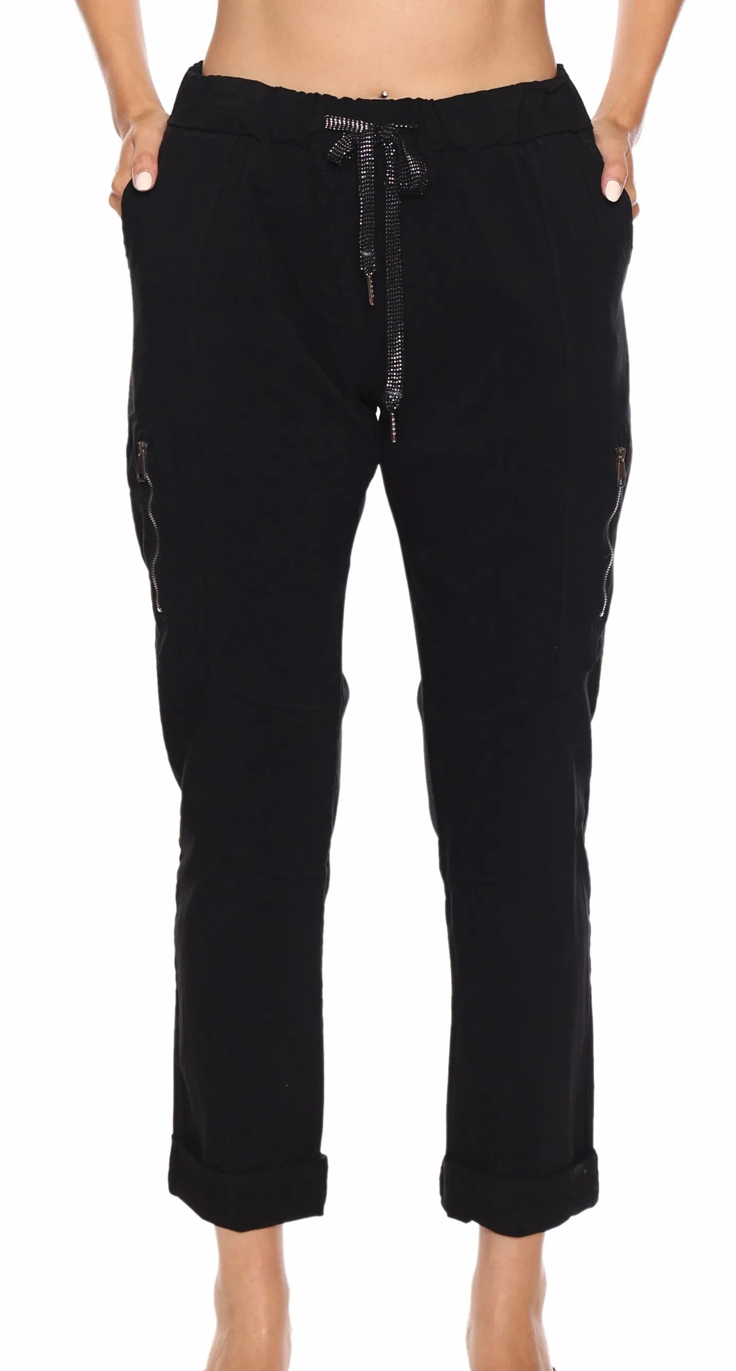 Zip Detail Tie Waist Jogger sold by Revolution Boutique