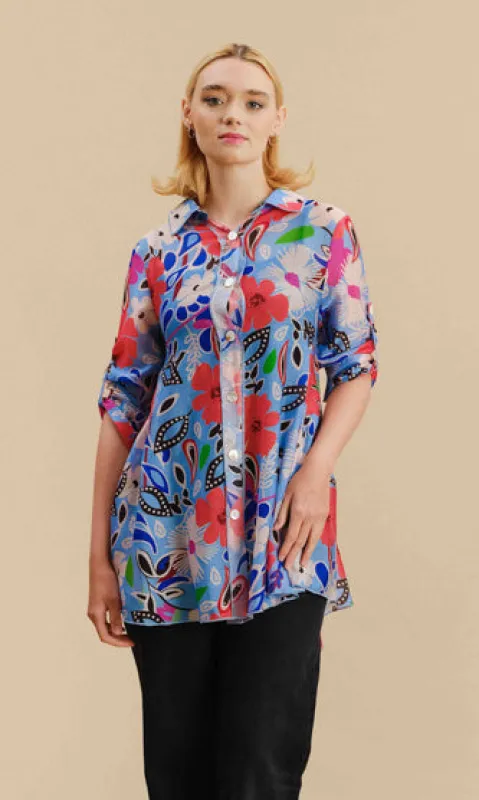 Breezy Button-Front Blouse sold by Revolution Boutique