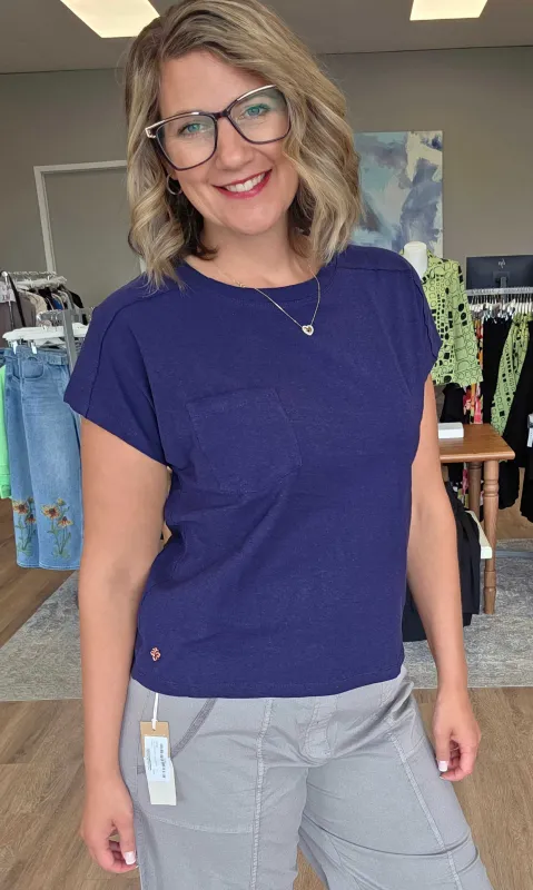 Linen Blend Pocket Tee sold by Revolution Boutique