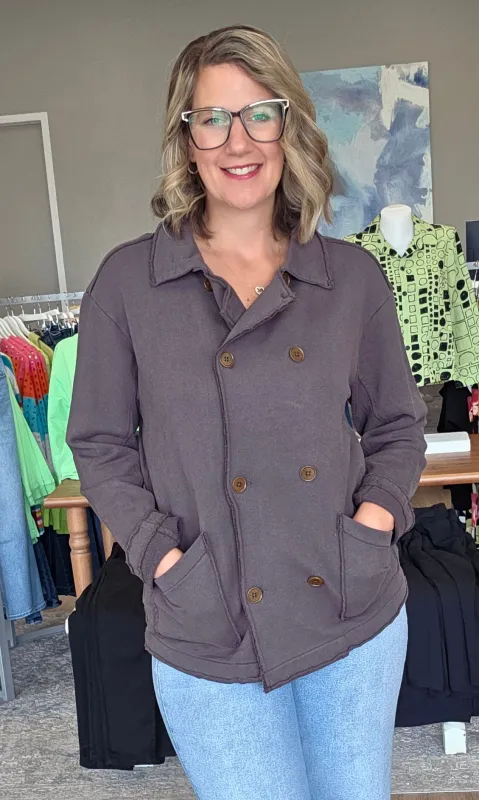 Washed Cotton Double-Breasted Jacket sold by Revolution Boutique