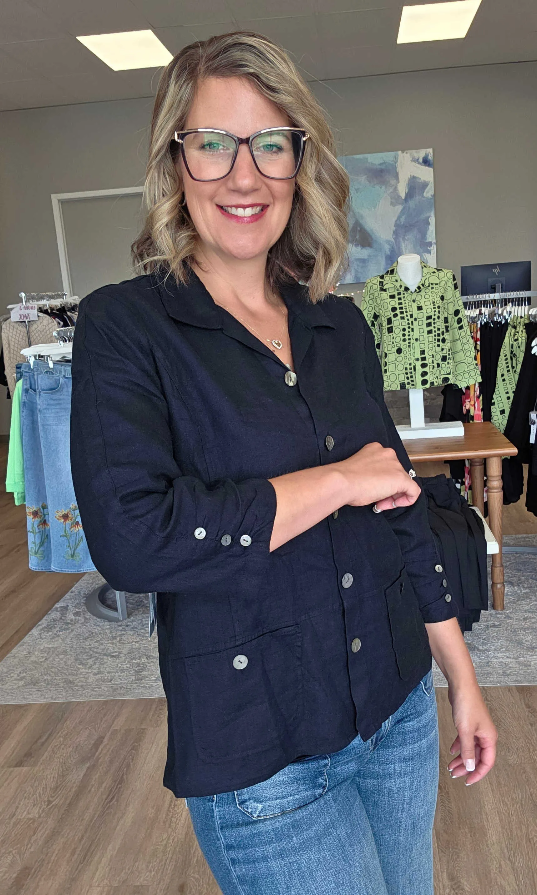 Linen Blend Jacket-Top sold by Revolution Boutique product image thumbnail 2