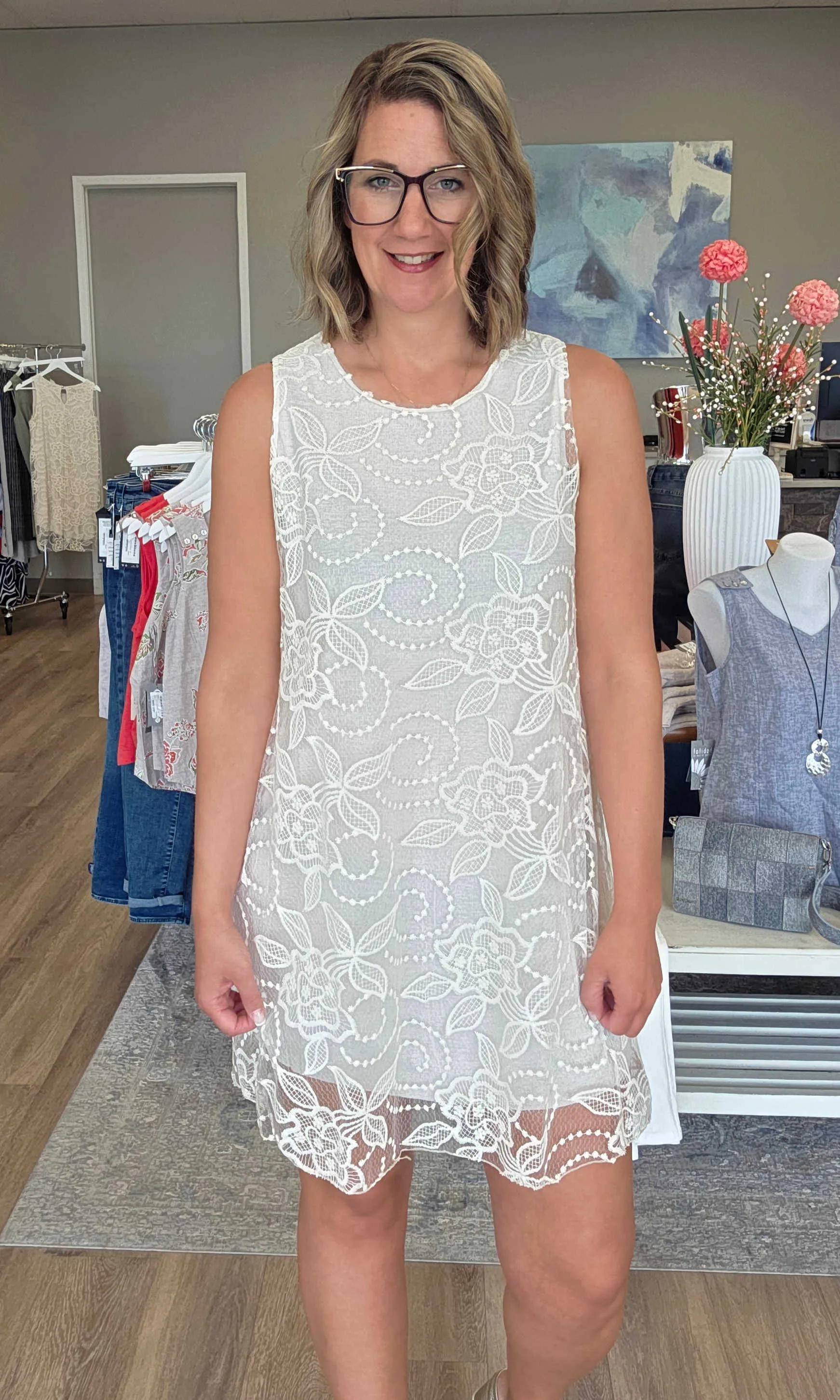 Floral Lace Overlay Dress sold by Revolution Boutique