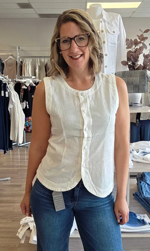Button Front Linen Top sold by Revolution Boutique
