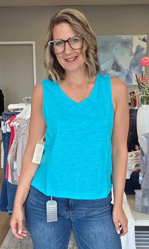 Cotton V-Neck Tank sold by Revolution Boutique