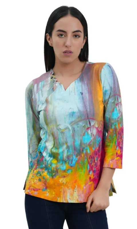 Cotton Sculpted Neckline Top sold by Revolution Boutique