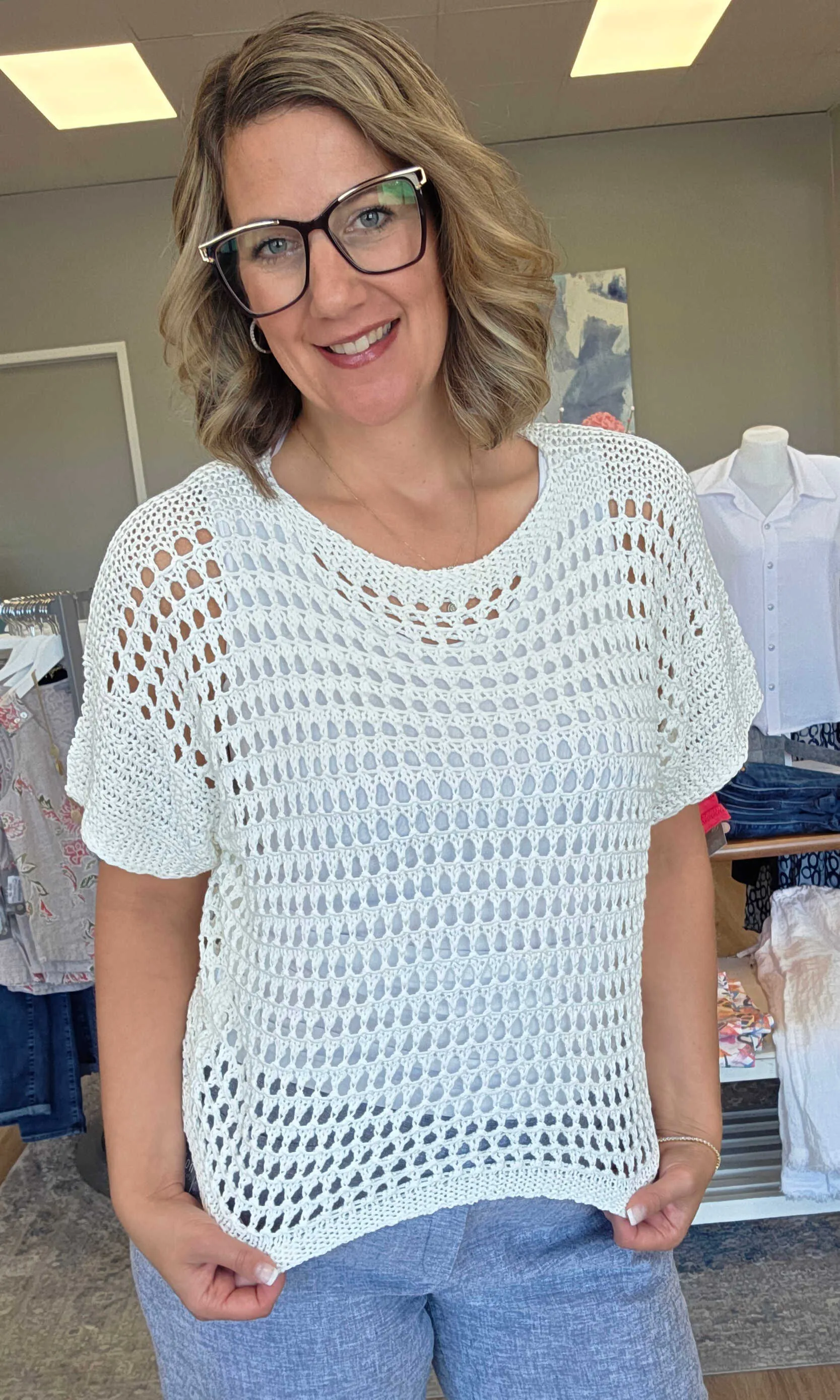 Open-Weave Crochet Sweater sold by Revolution Boutique