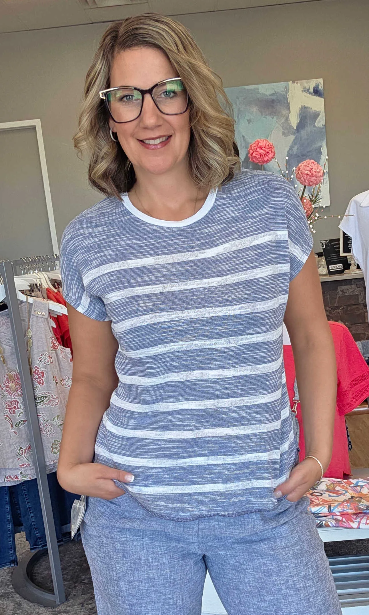 Cap Sleeve Slub Knit Tee sold by Revolution Boutique