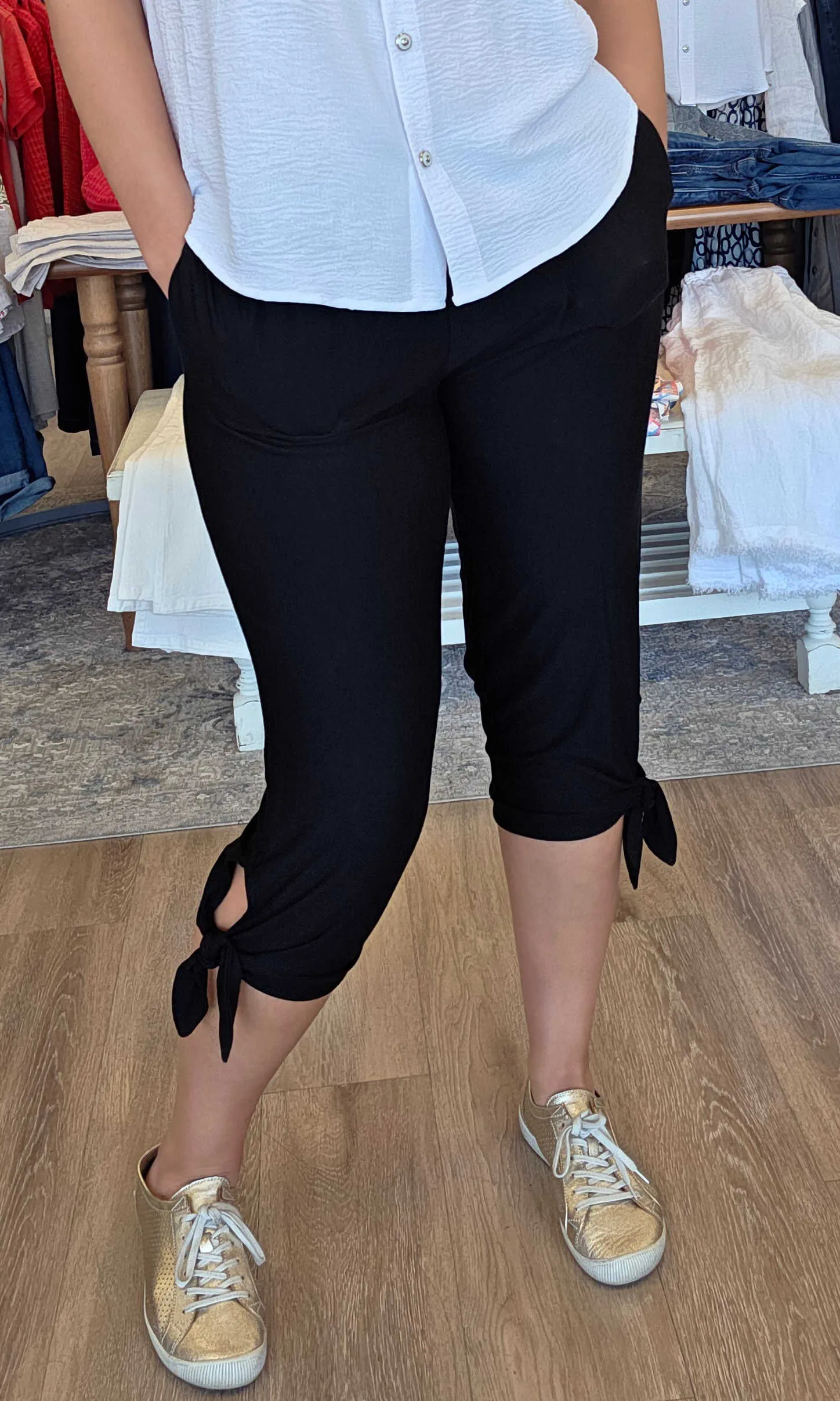 Bamboo Side-Tie Capri sold by Revolution Boutique