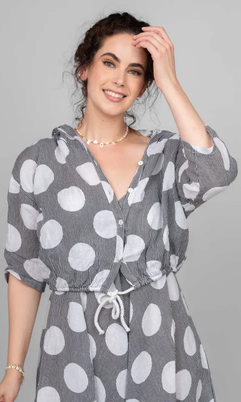 Cropped Drawstring Linen Topper sold by Revolution Boutique