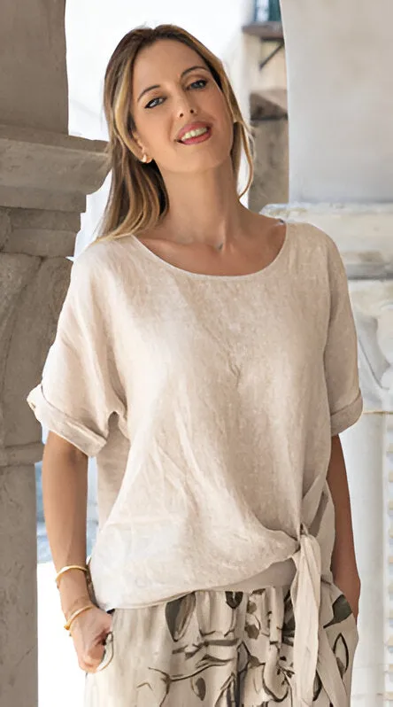 Linen Front Tie Top sold by Revolution Boutique