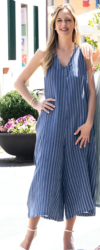 Linen Tie Strap Jumpsuit sold by Revolution Boutique