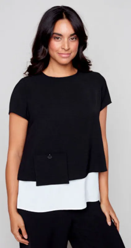 Layered Patch Pocket Top sold by Revolution Boutique