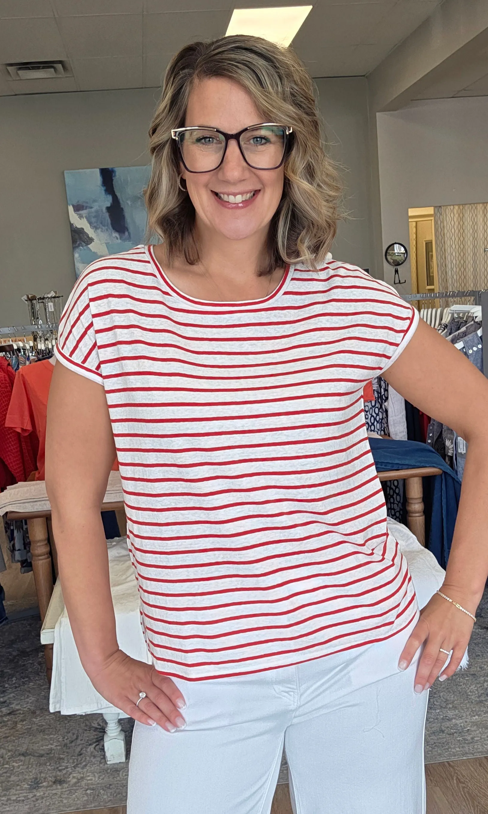 Cap Sleeve Easy Going Tee sold by Revolution Boutique