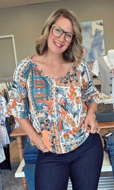 Tassel Tie Blouse sold by Revolution Boutique