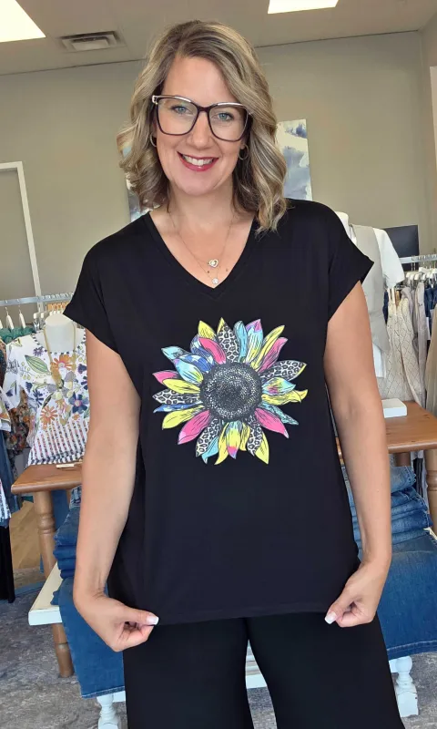 Sunflower Rolled Sleeve Tee sold by Revolution Boutique