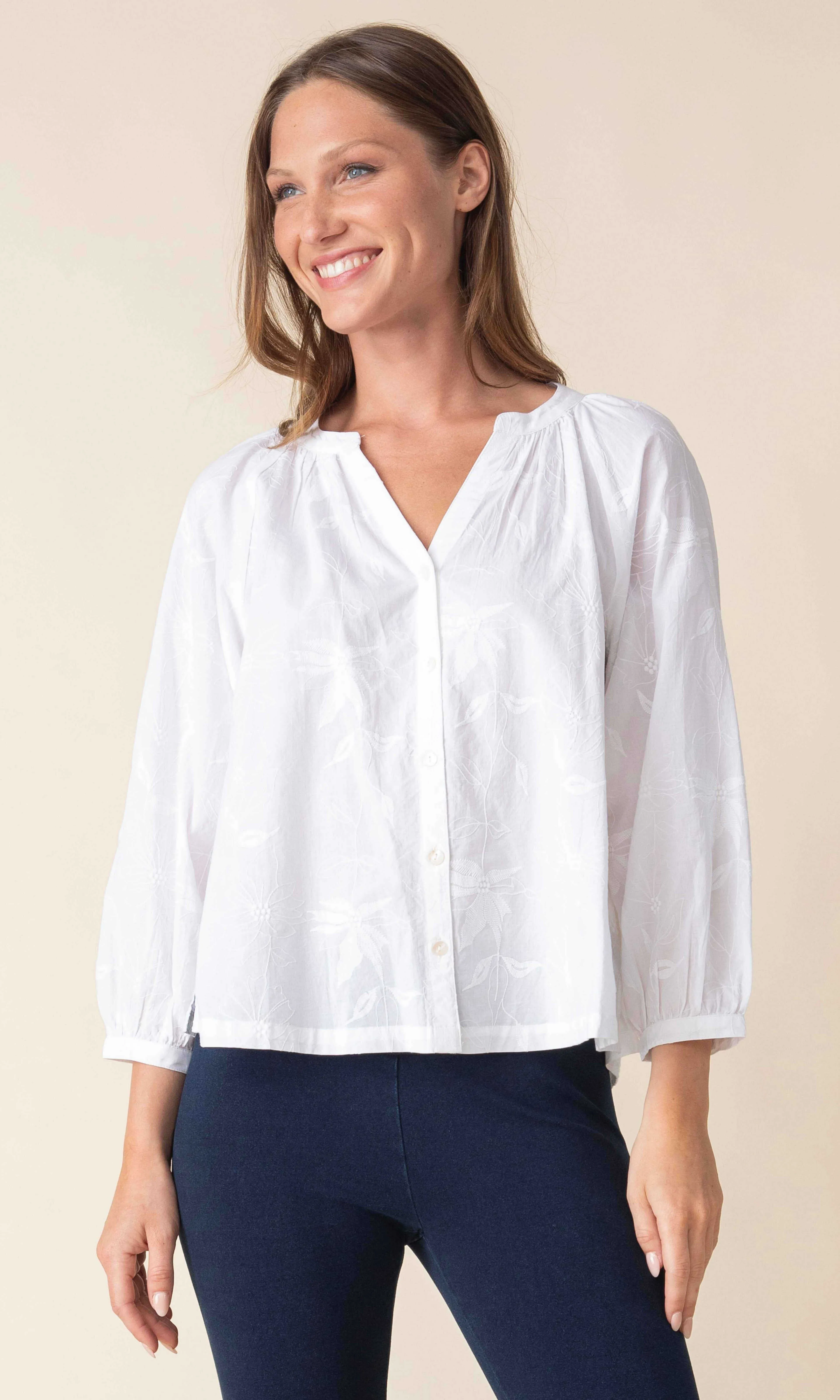 Notched Collar Cotton Blouse sold by Revolution Boutique
