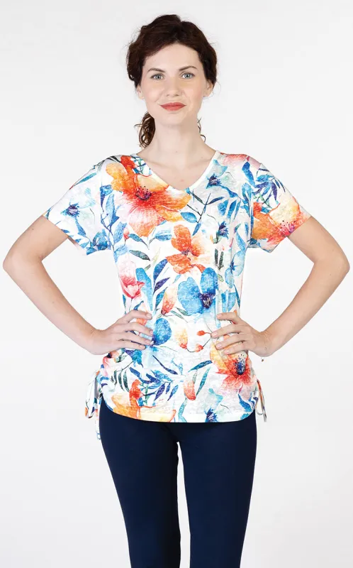 Side Tie Floral Top sold by Revolution Boutique