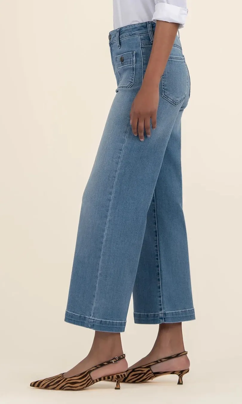 Patch Pocket Cropped Flare Denim sold by Revolution Boutique product image thumbnail 3