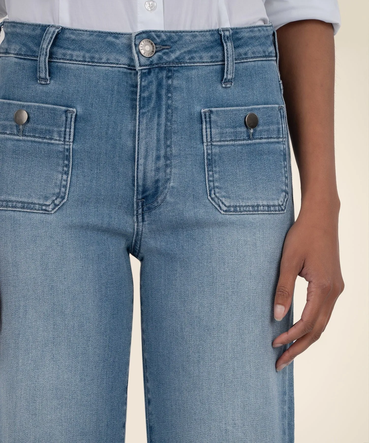 Patch Pocket Cropped Flare Denim sold by Revolution Boutique product image thumbnail 4