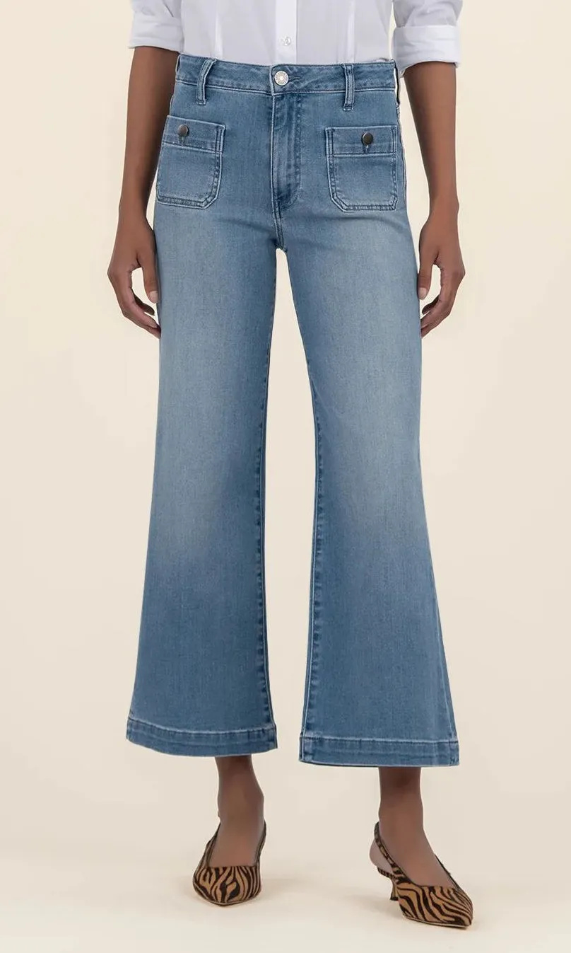 Patch Pocket Cropped Flare Denim sold by Revolution Boutique