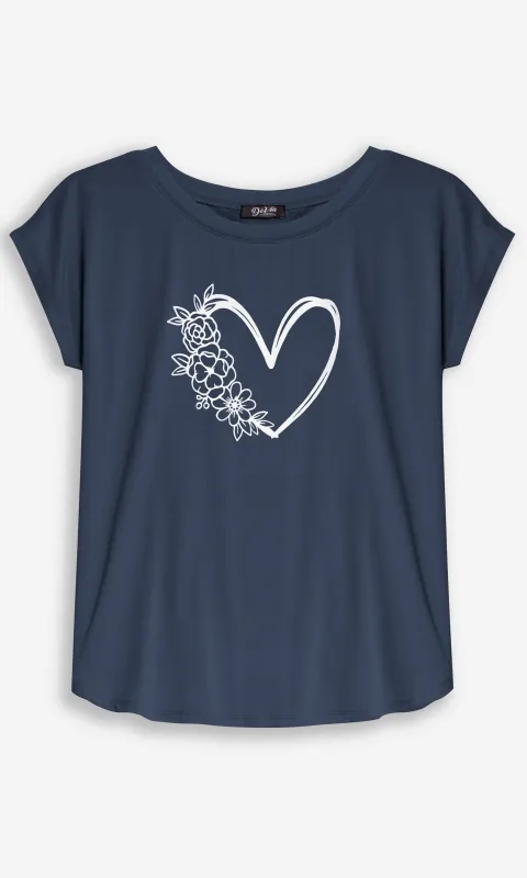 Cap Sleeve Heart Print Top sold by Revolution Boutique