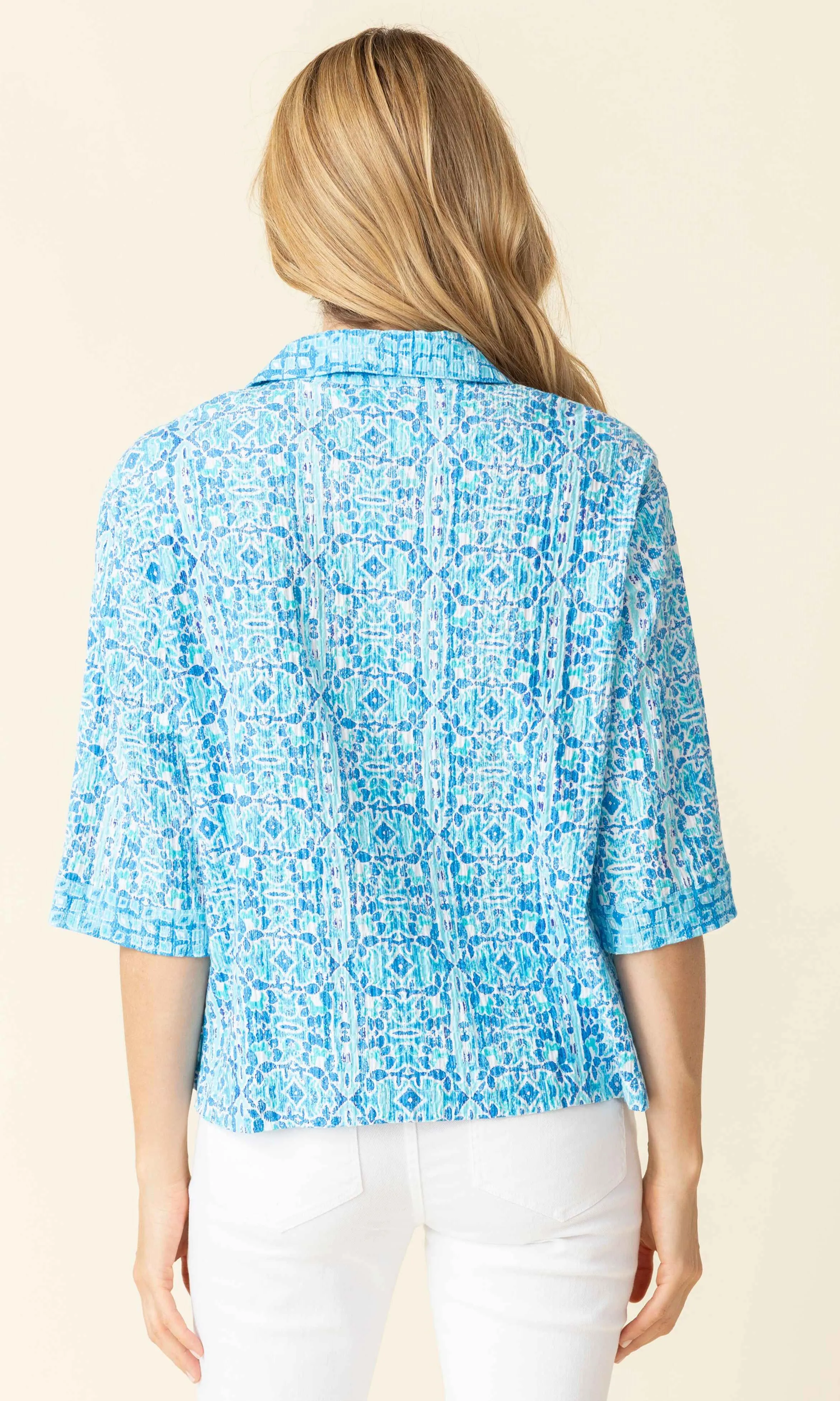 Cotton 3/4 Sleeve Notch Top sold by Revolution Boutique product image thumbnail 2